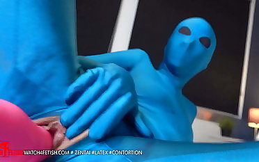 Lickerish Zentai girl spoiled with her new toys to orgasm